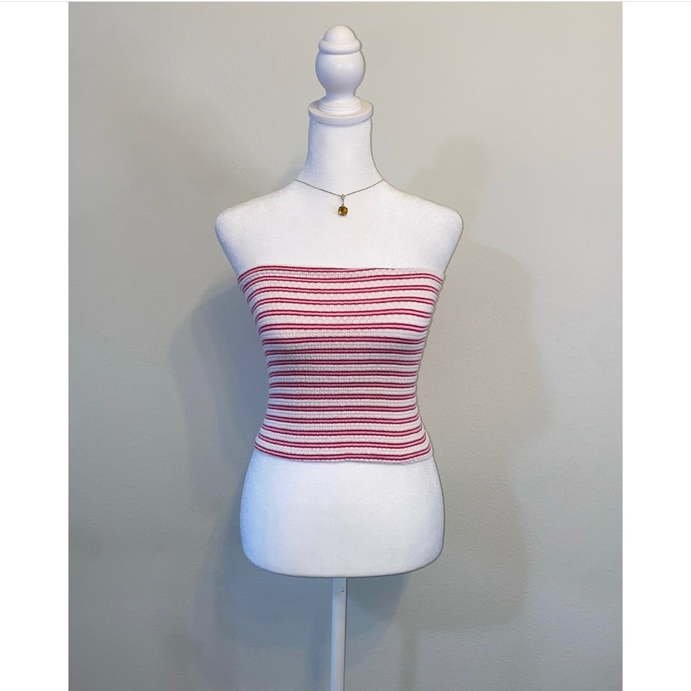 y2k no boundaries pink and white tube top. Size Small.